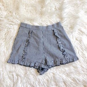 Topshop Gingham Ruffle Shorts